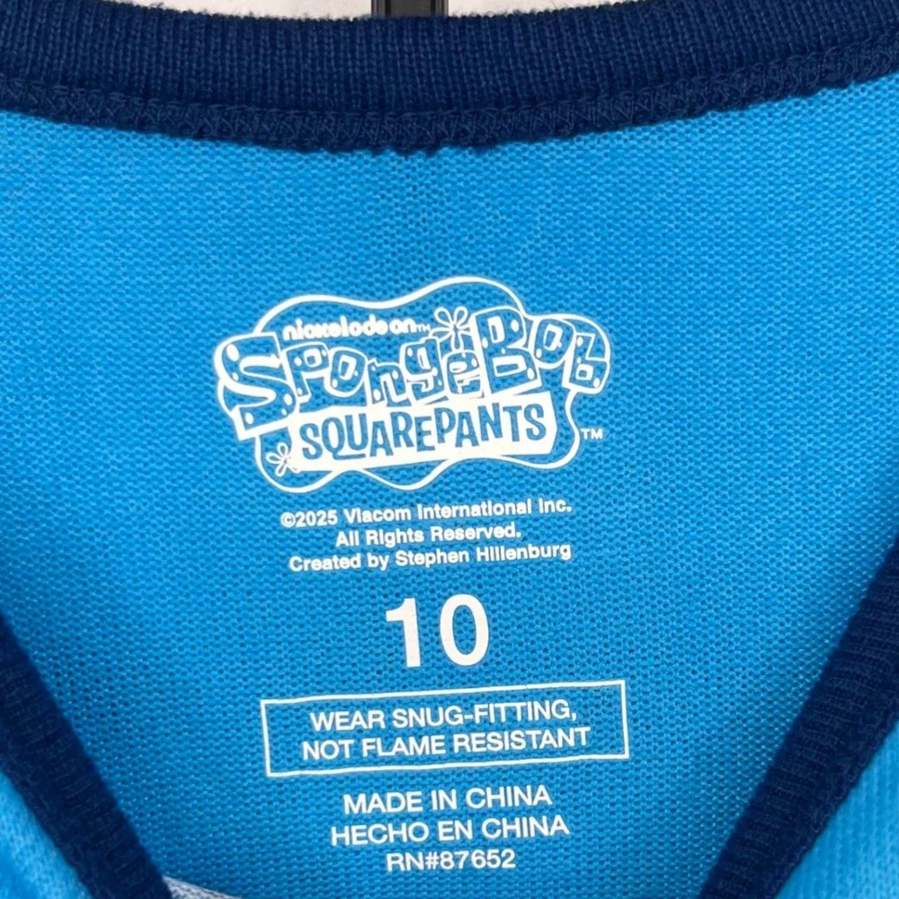 NWT Spongebob Squarepants Boys Pajamas Set Size 10 Blue Long Sleeve Cartoon Gift